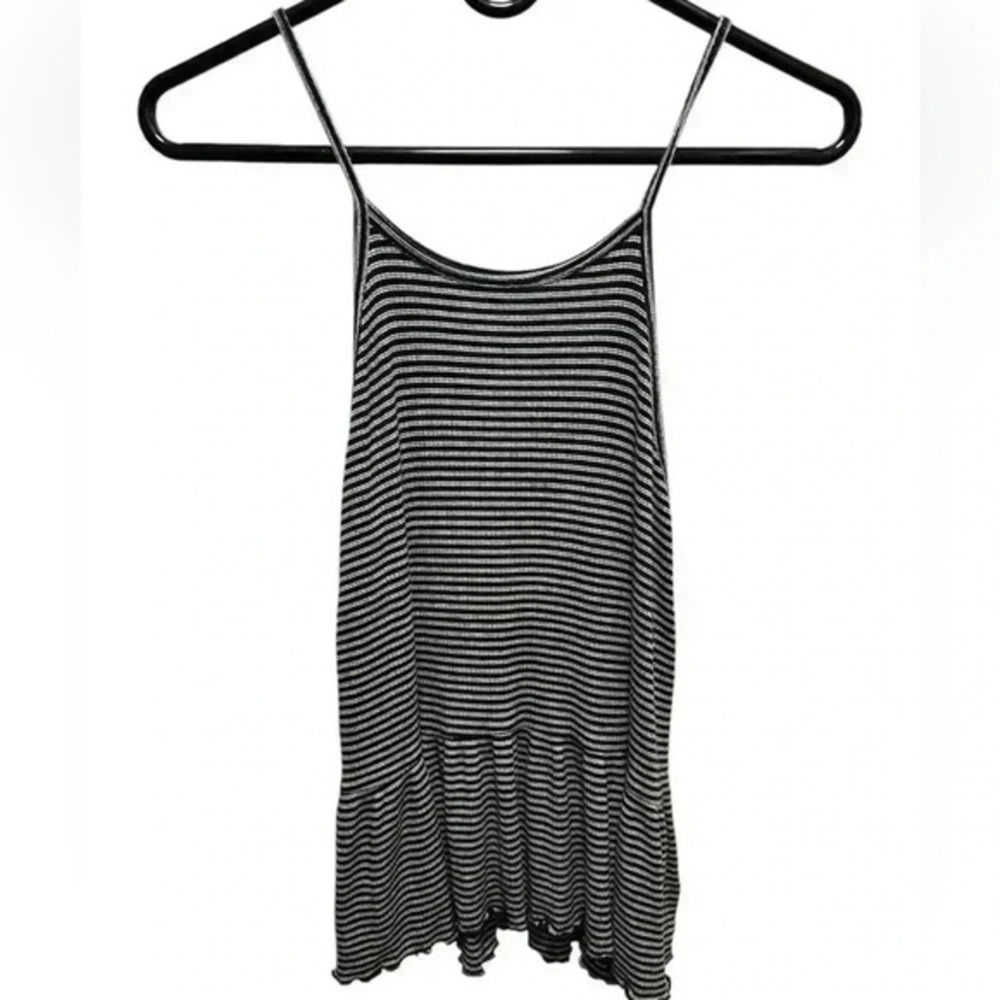 AMERICAN EAGLE BLACK AND WHITE STRIPED TANK TOP
